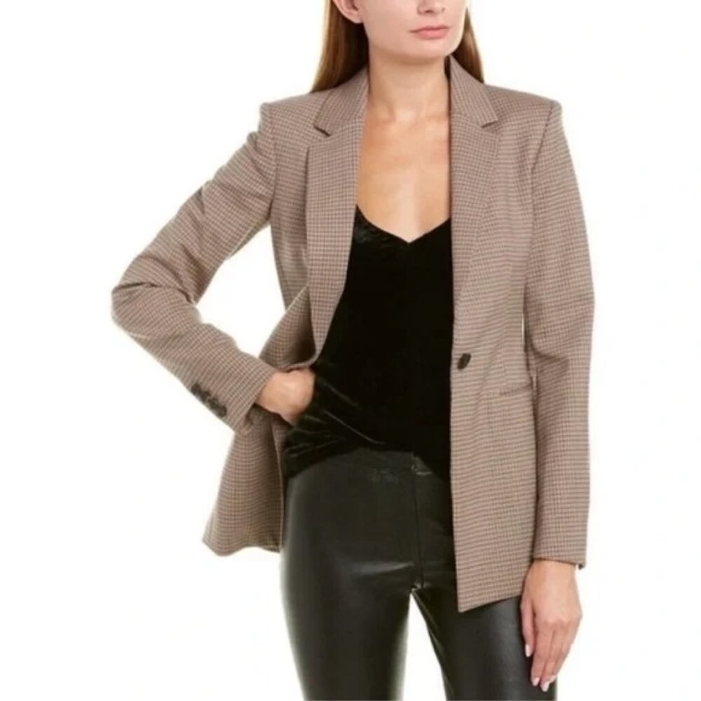 NWT Theory Portland Power Check Wool Blend Blazer Jacket